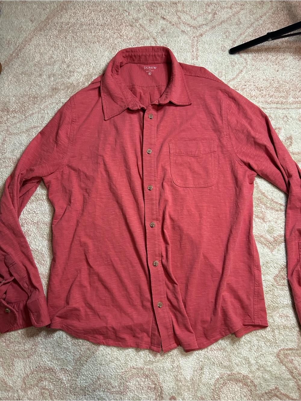 J. Crew Men’s Long-Sleeve Red Button-Up Shirt